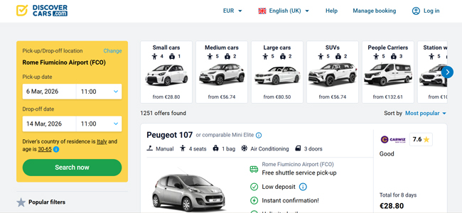 Come scegliere il miglior comparatore noleggio auto: valutazioni e recensioni Risultati di ricerca DiscoverCars